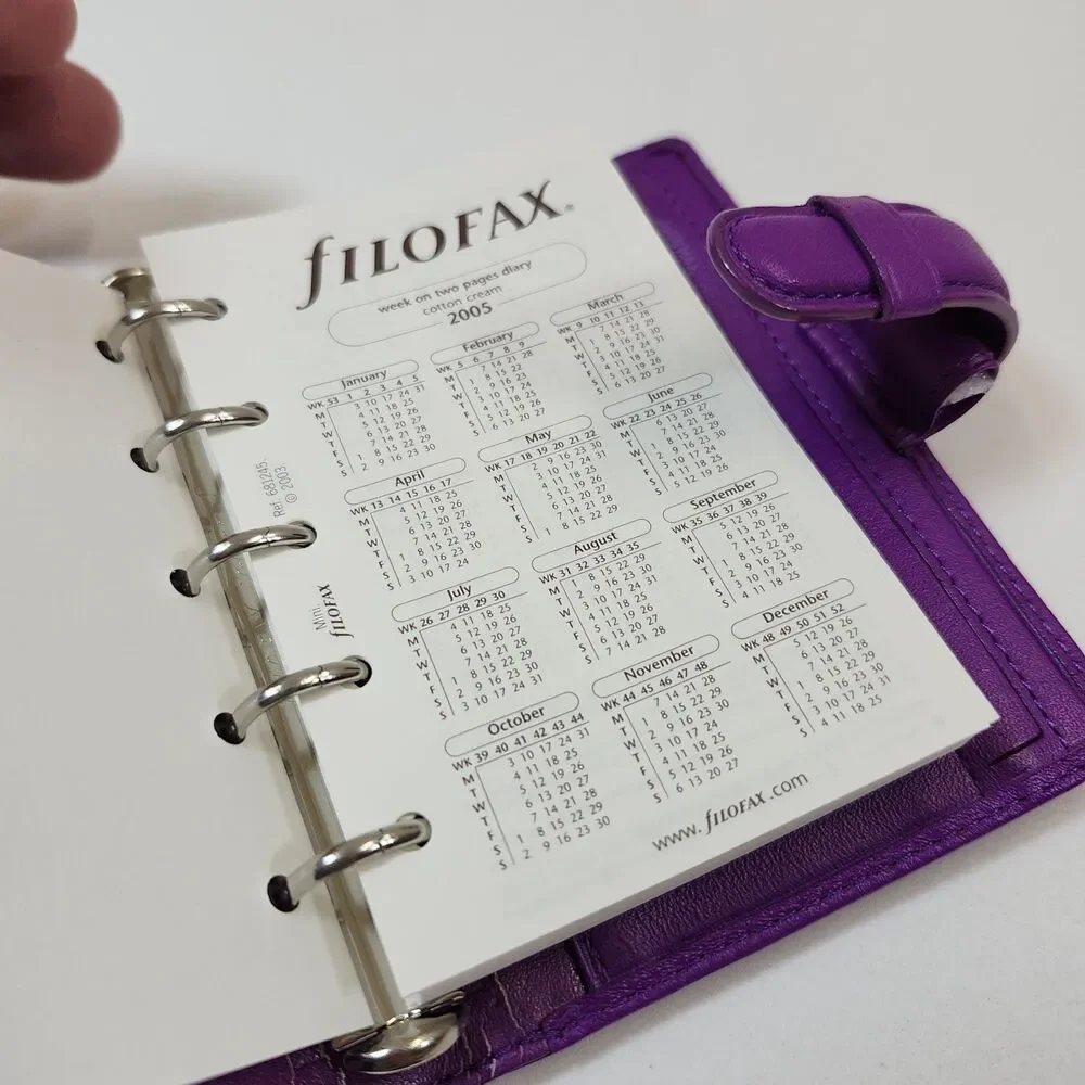 Filofax Mini Bloomsbury Organizer Deluxe Leather Purple Address Book Planner